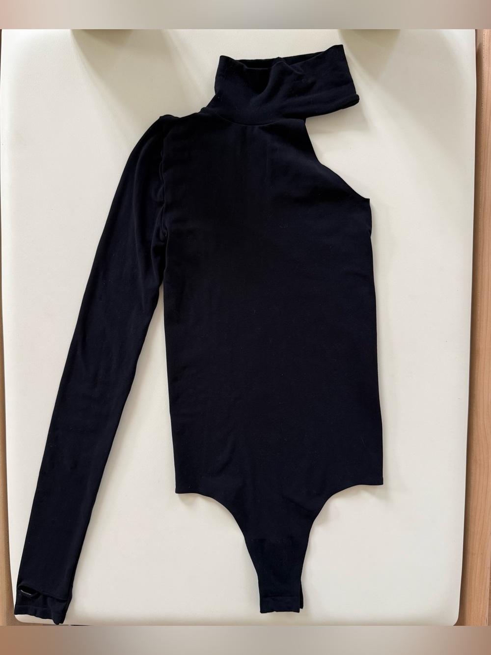 Commando Ballet Body One Shoulder Turtleneck Bodysuit in Black Womens OS